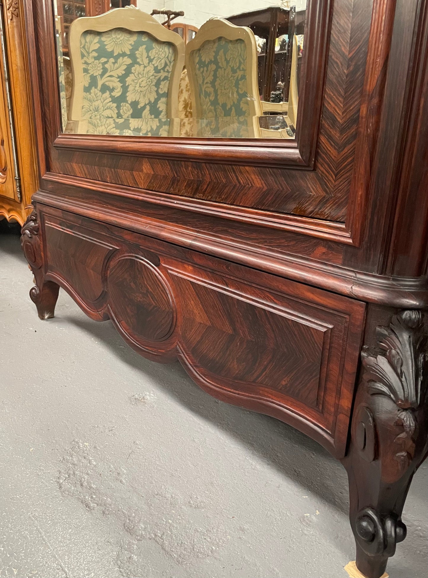 Antique Louis XV Style Rosewood Single Door Armoire