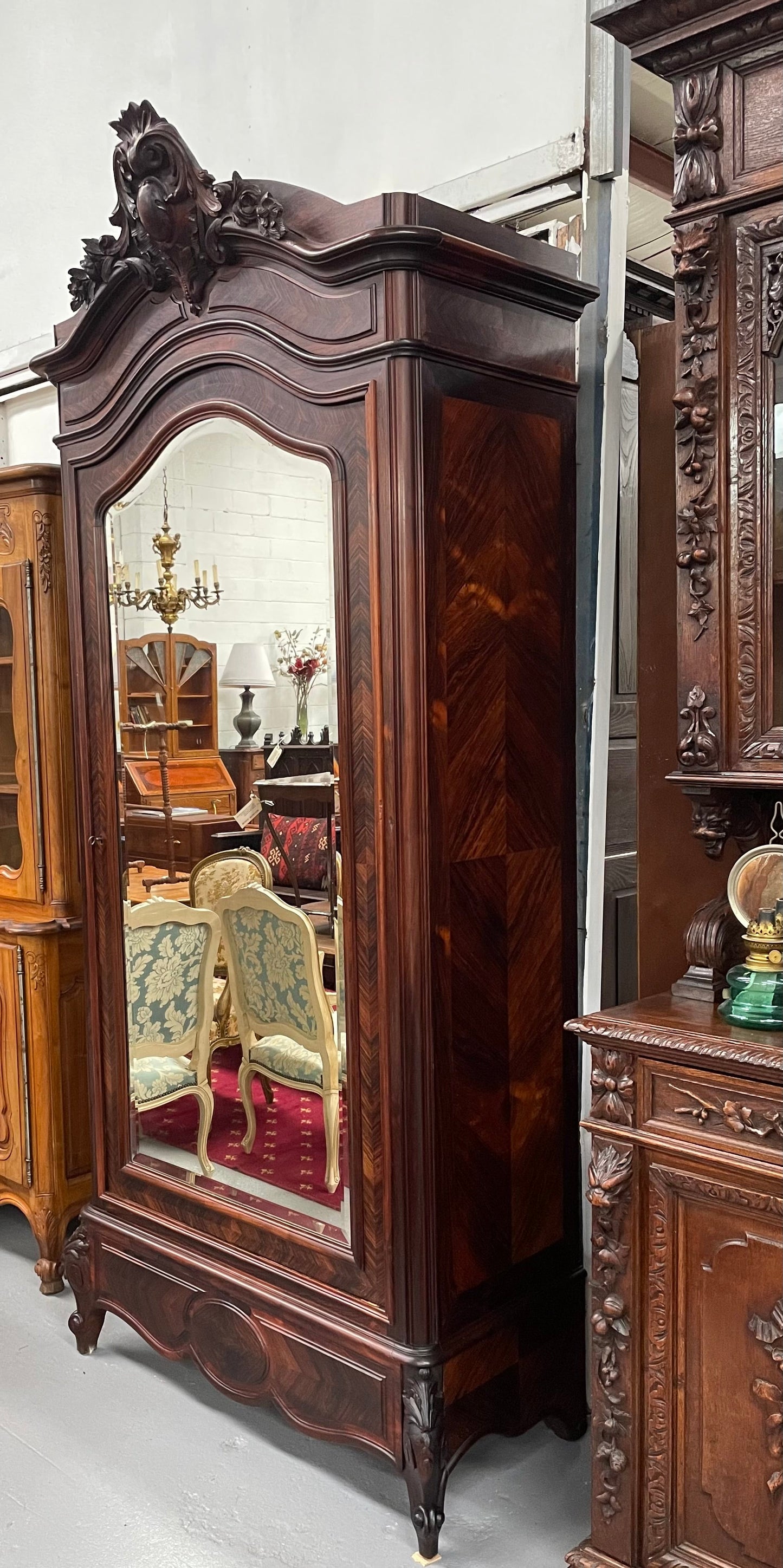 Antique Louis XV Style Rosewood Single Door Armoire
