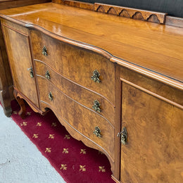 Burr Walnut Sideboard With Three Drawers & Two Doors