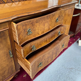 Burr Walnut Sideboard With Three Drawers & Two Doors
