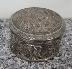 Unusual Antique Silver Over Pottery Italian Trinket Box Decorated with Cherubs | Antique & Vintage | Moonee Ponds Antiques | Australia Wide Delivery
