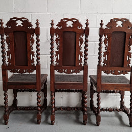 Stunning Set of Six Jacobean Revival Chairs