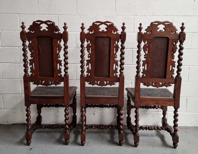 Stunning Set of Six Jacobean Revival Chairs