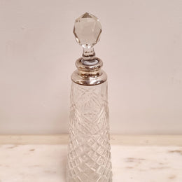 Tall Hallmarked Silver Top Cut Crystal Scent Bottle