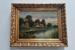 Beautiful Framed Country Scene Oil on Canvas | Antique & Vintage | Moonee Ponds Antiques | Australia Wide Delivery