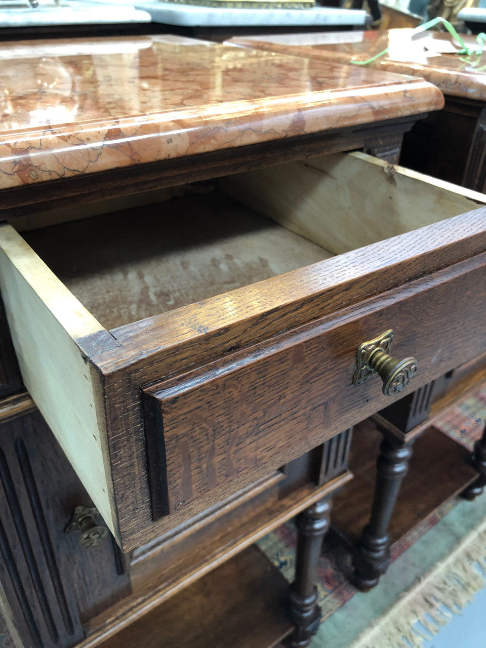 French Oak Marble Topped Bedsides | Antique & Vintage | Moonee Ponds Antiques | Australia Wide Delivery