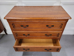 French Louis 15th Style Oak Three Drawer Chest of Drawers With Wooden Top | Antique & Vintage | Moonee Ponds Antiques | Australia Wide Delivery