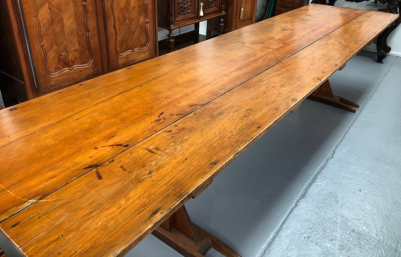 Australian Pine Trestle Style Table | Antique & Vintage | Moonee Ponds Antiques | Australia Wide Delivery