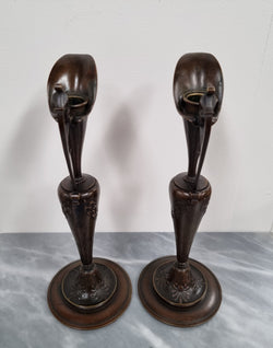 Beautiful Pair Of Art Nouveau French Bronze Candlesticks | Antique & Vintage | Moonee Ponds Antiques | Australia Wide Delivery