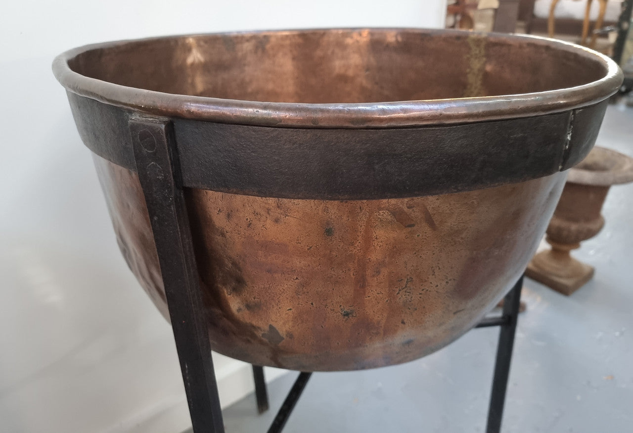 Fabulous French Copper Pot On a Iron Stand | Antique & Vintage | Moonee Ponds Antiques | Australia Wide Delivery