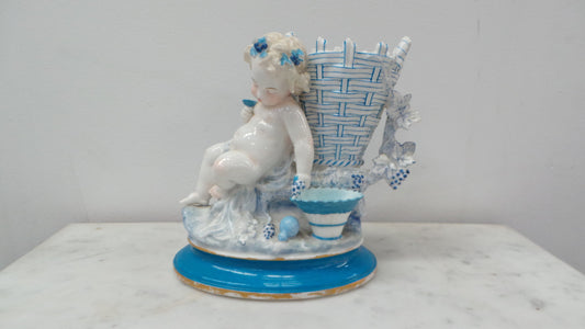 Stunning German Porcelain Cherub Vase
