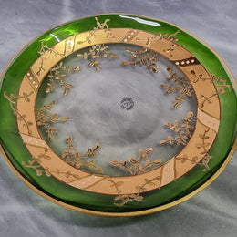 Small Green And Gold Moser Glass Plate