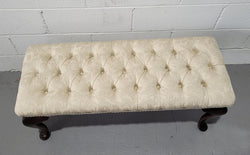 Vintage Neutral Upholstered Buttoned Stool | Antique & Vintage | Moonee Ponds Antiques | Australia Wide Delivery