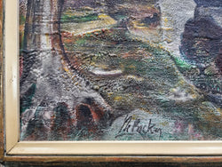 Large French "Church Landscape" Signed Oil on Canvas Painting | Antique & Vintage | Moonee Ponds Antiques | Australia Wide Delivery