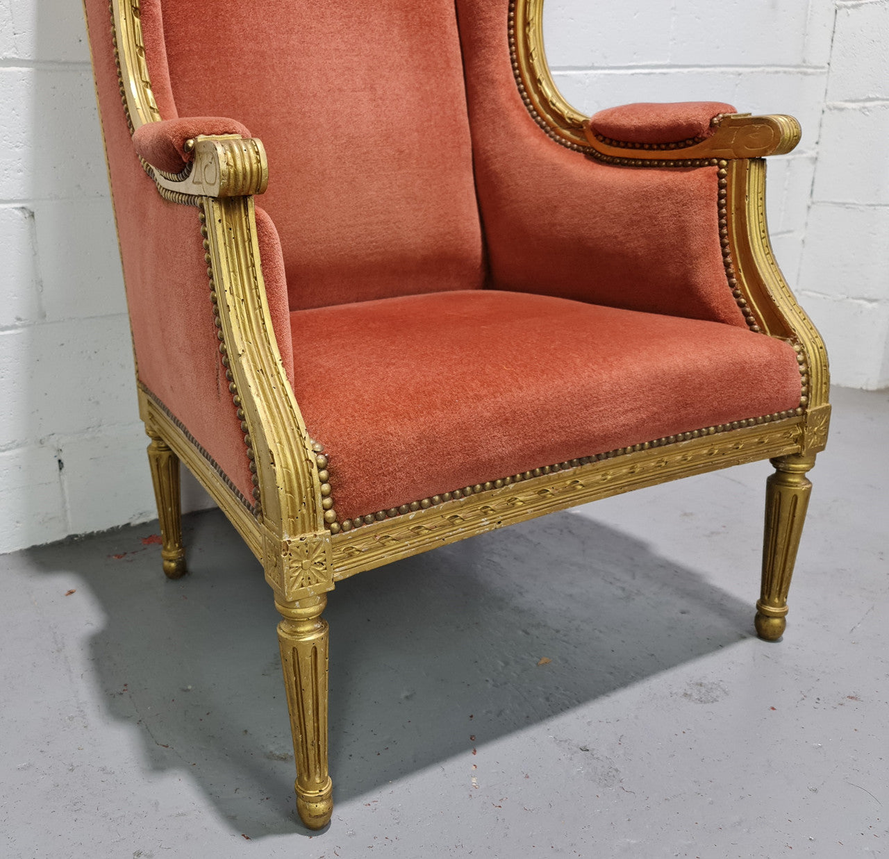 Antique Louis XVI Gilt Upholstered Bergere Wingback Chair | Antique & Vintage | Moonee Ponds Antiques | Australia Wide Delivery
