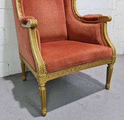 Antique Louis XVI Gilt Upholstered Bergere Wingback Chair | Antique & Vintage | Moonee Ponds Antiques | Australia Wide Delivery