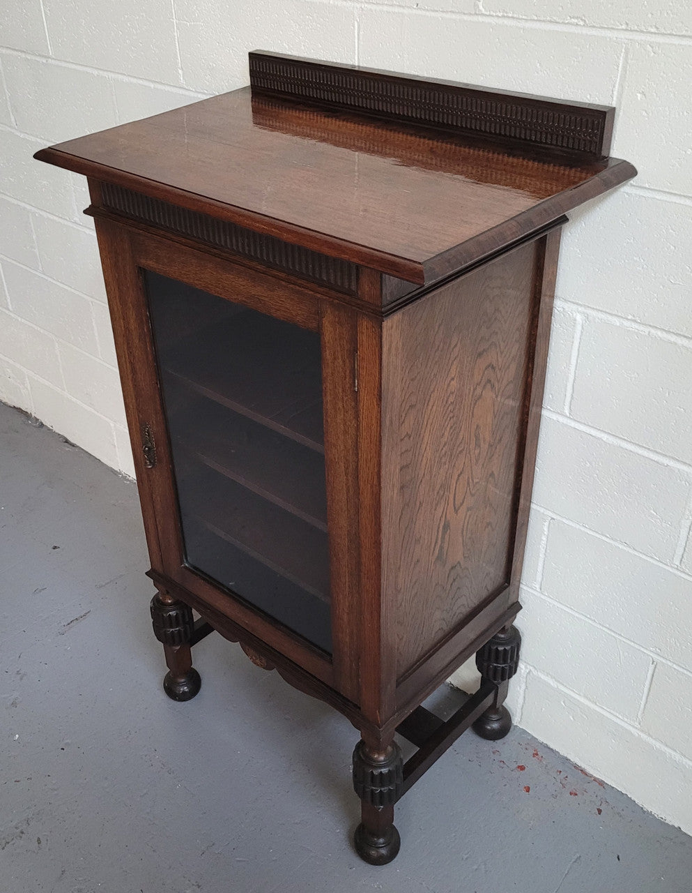 A Compact Oak Tudor Style Display Cabinet | Antique & Vintage | Moonee Ponds Antiques | Australia Wide Delivery