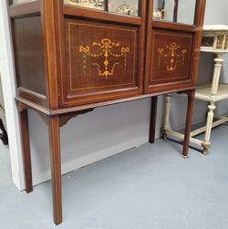 Edwardian Sheraton Style Display Cabinet with Hand Painted Panels | Antique & Vintage | Moonee Ponds Antiques | Australia Wide Delivery