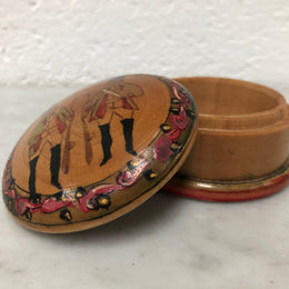 Vintage Treen Hand-Painted Trinket Box