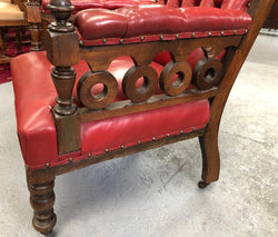 Leather Walnut Button Back Library Chair | Antique & Vintage | Moonee Ponds Antiques | Australia Wide Delivery