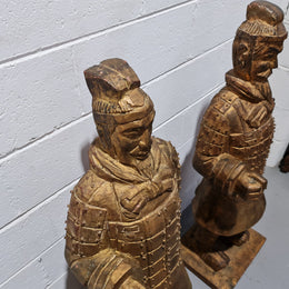 Impressive pair of carved wood and gilt large Chinese Warriors. Circa: 1960. In good original detailed condition.