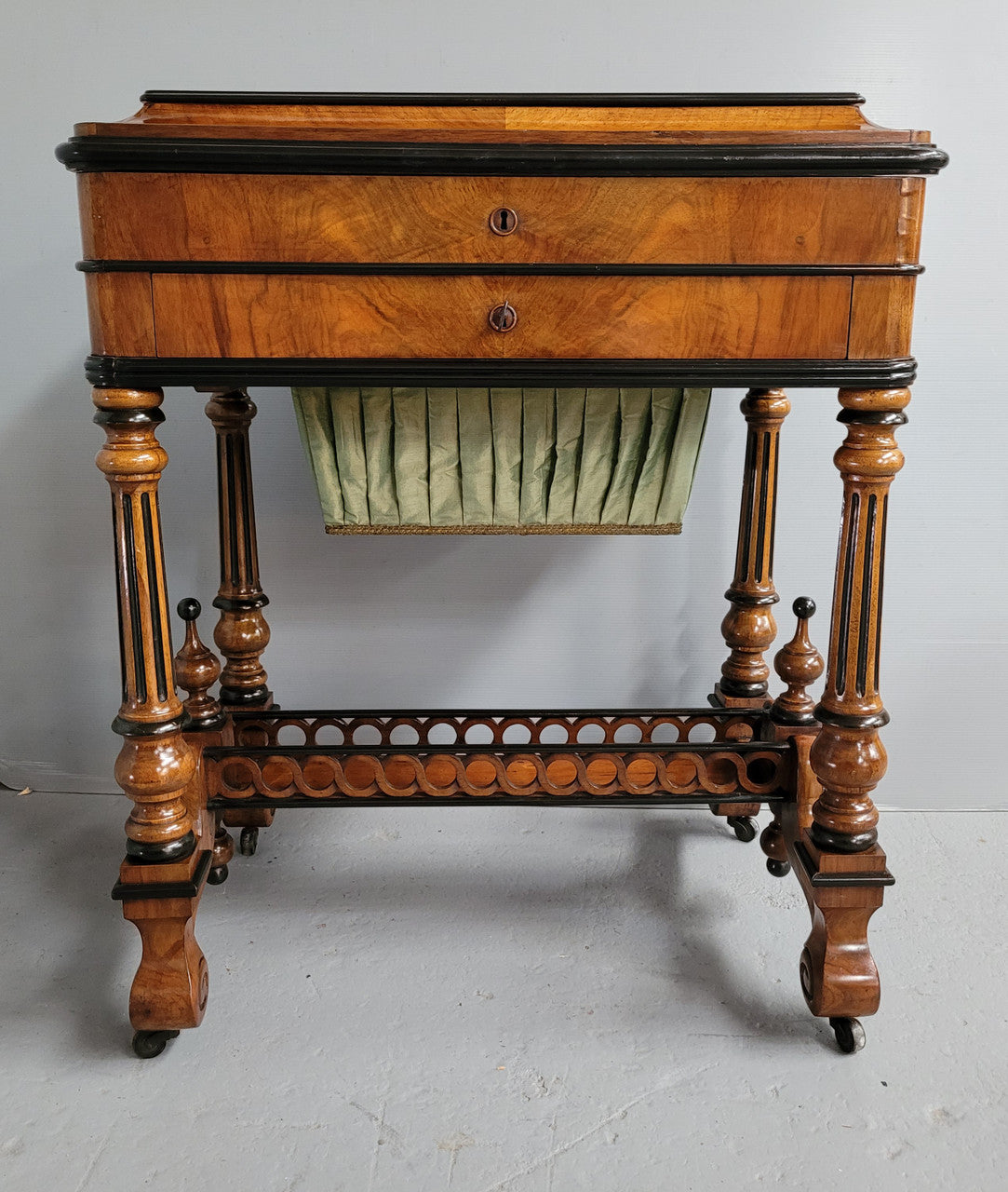 French 19th Century Mahogany & Ebonised Sewing-Work Table | Antique & Vintage | Moonee Ponds Antiques | Australia Wide Delivery