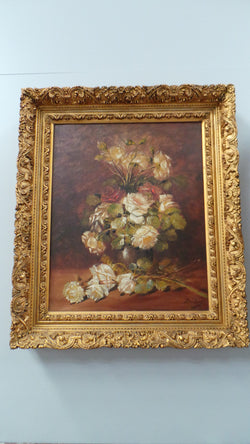 Framed Floral Oil On Canvas | Antique & Vintage | Moonee Ponds Antiques | Australia Wide Delivery