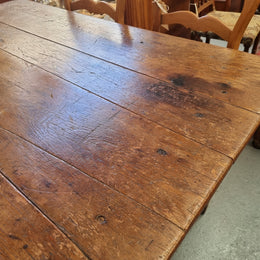 Fabulous early 19th Century Antique Fruitwood Farmhouse table of small proportions and loads of rustic detail. In good original detailed condition.