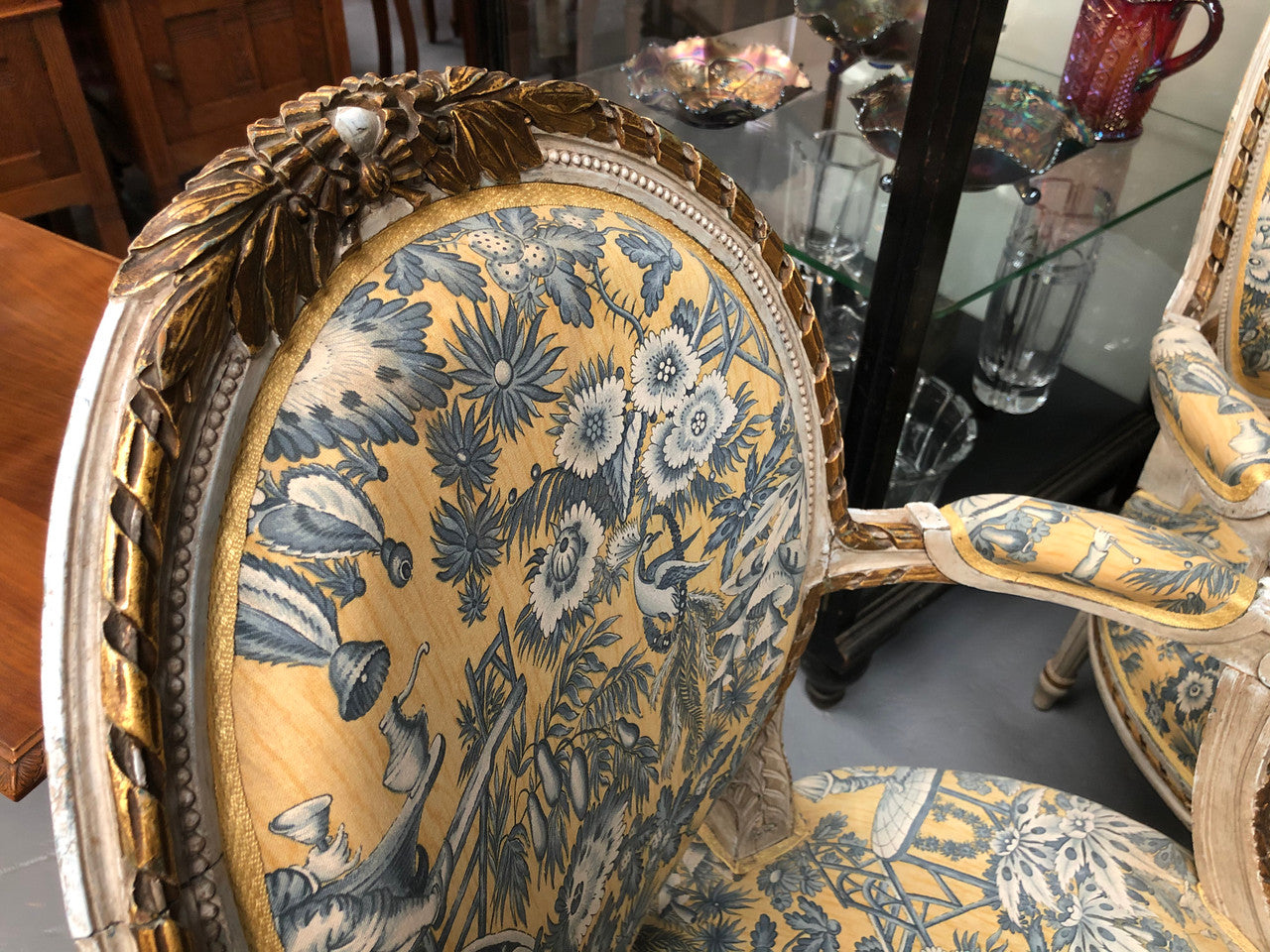 Beautiful Pair of French upholstered Arm chairs | Antique & Vintage | Moonee Ponds Antiques | Australia Wide Delivery