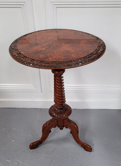 Rare Early Victorian Irish Burr Walnut Wine Table | Antique & Vintage | Moonee Ponds Antiques | Australia Wide Delivery