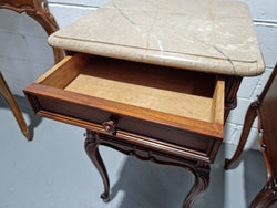 Pair of Louis XV Style Marble Top Walnut Bedside Cabinets | Antique & Vintage | Moonee Ponds Antiques | Australia Wide Delivery