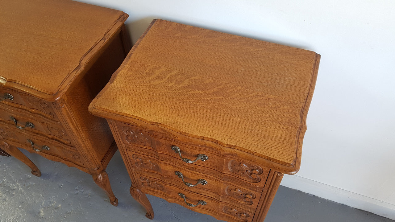 Pair Of French Provincial Oak Chest Bedsides | Antique & Vintage | Moonee Ponds Antiques | Australia Wide Delivery