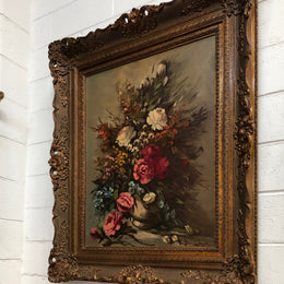 Beautiful French Framed Floral Oil On Canvas