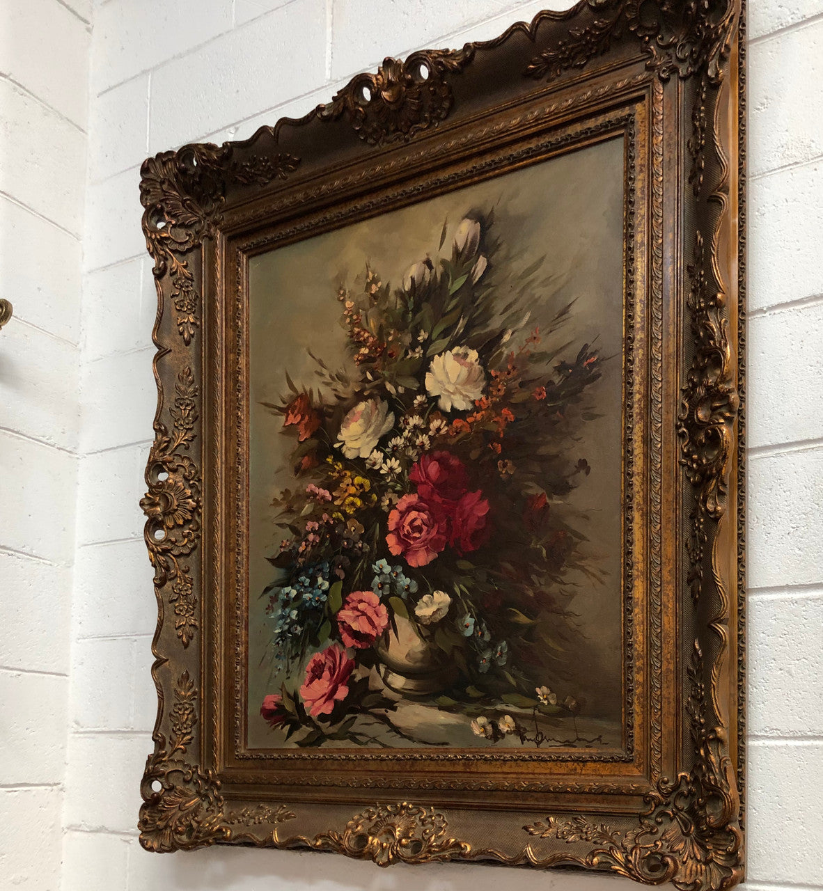 Beautiful French Framed Floral Oil On Canvas | Antique & Vintage | Moonee Ponds Antiques | Australia Wide Delivery