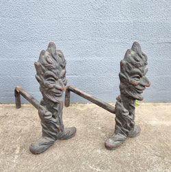 Fabulous Rustic Pair of French Cast Iron Fire Dogs | Antique & Vintage | Moonee Ponds Antiques | Australia Wide Delivery