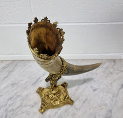 Pair Of 19th Century French Gilt Metal And Horn Mantle Vases | Antique & Vintage | Moonee Ponds Antiques | Australia Wide Delivery