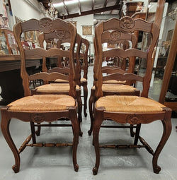 Set of Six Louis XV Style French Oak Rush Seat Dining Chairs | Antique & Vintage | Moonee Ponds Antiques | Australia Wide Delivery