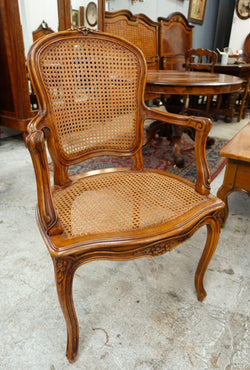 Pair French Louis XV Style Walnut and Cane Fauteuils | Antique & Vintage | Moonee Ponds Antiques | Australia Wide Delivery