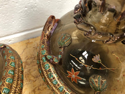 Pair Of Large Moser Enameled Vases With Lizards | Antique & Vintage | Moonee Ponds Antiques | Australia Wide Delivery