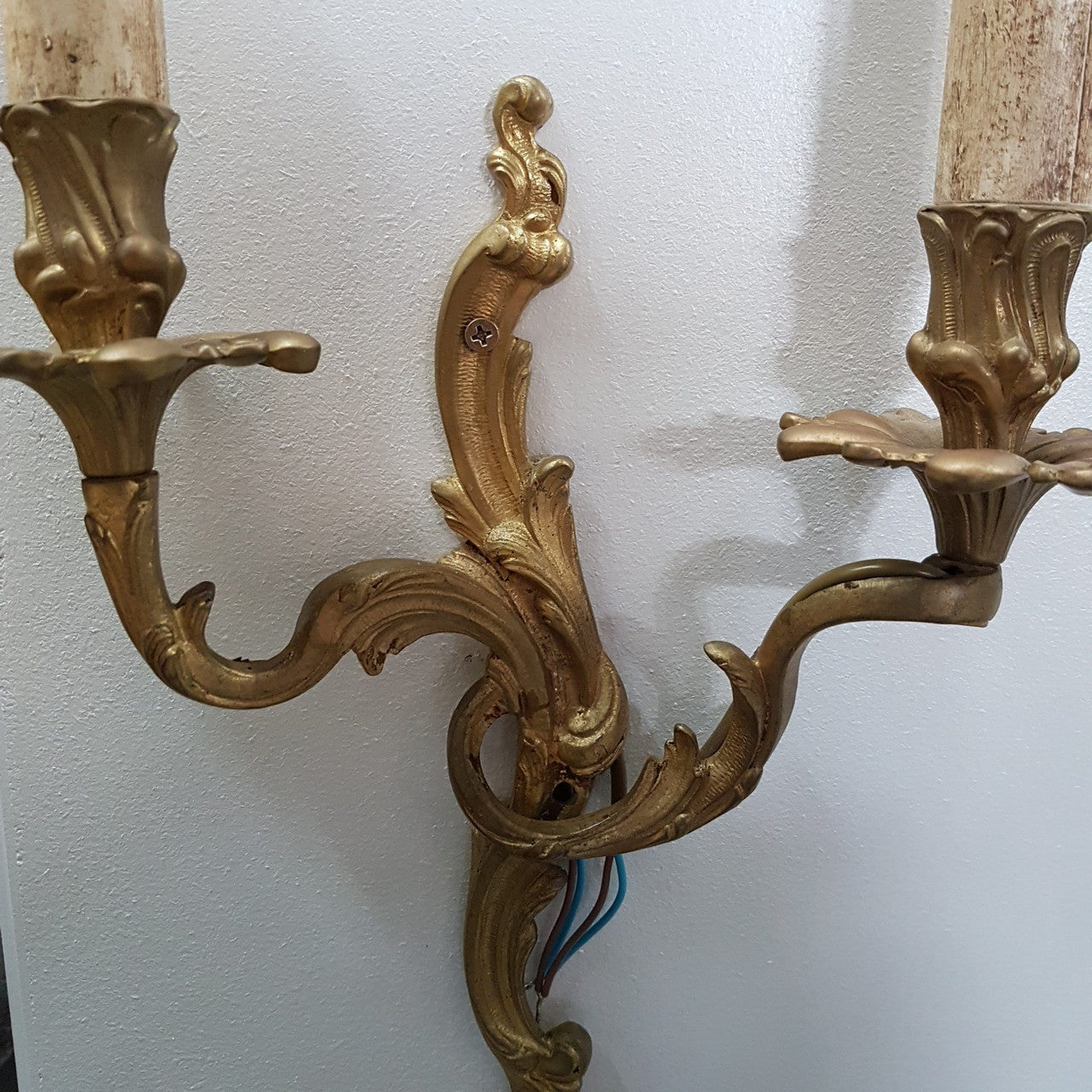 A Pair French Gilt Louis XV Style Wall Lights-Sconces