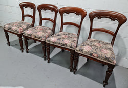 Set of Four Victorian Upholstered Cedar Balloon Back Chairs | Antique & Vintage | Moonee Ponds Antiques | Australia Wide Delivery