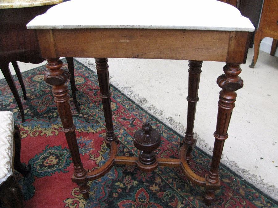 Marble Top Walnut Console Table