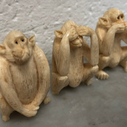 Antique carved Ivory Three Wise Monkeys. In good original condition.