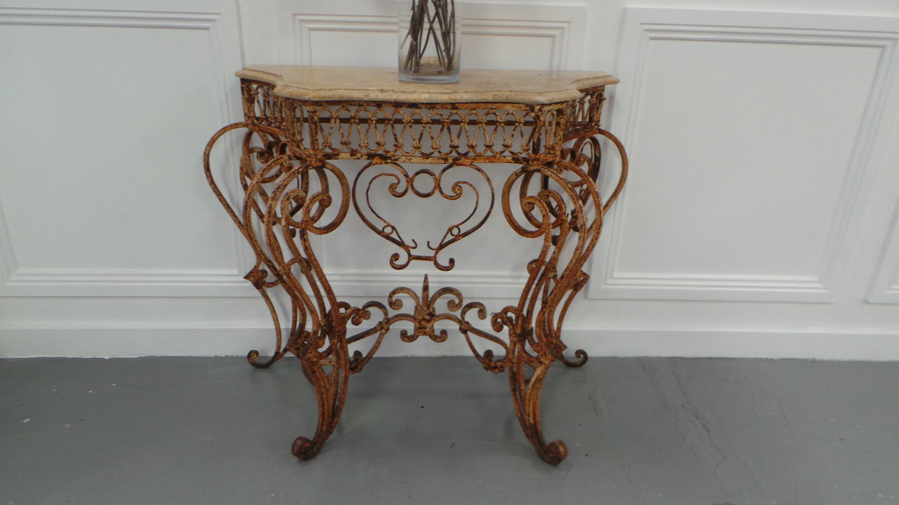 French Style Ornate Wrought Iron Marble Top Table | Antique & Vintage | Moonee Ponds Antiques | Australia Wide Delivery
