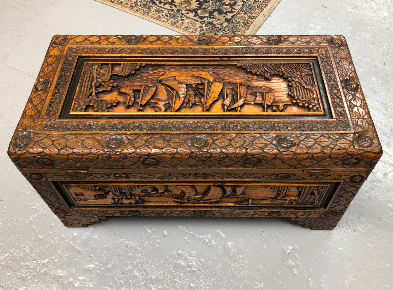 Petite Carved Camphor Chest | Antique & Vintage | Moonee Ponds Antiques | Australia Wide Delivery