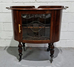 Oak Tudor Auto Trolley With Leadlight Glass | Antique & Vintage | Moonee Ponds Antiques | Australia Wide Delivery