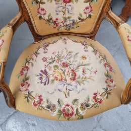 Louis XV style Walnut and tapestry armchair. Very comfortable to sit in and tapestry is in good original used condition.