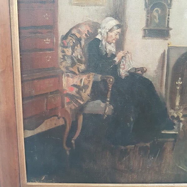 Sourced from France is this beautiful framed oil on canvas painting. Painting is titled the whistlers mother. Is in good original condition.