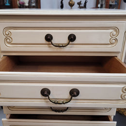 Vintage French Louis 15th Style original painted seven drawer semainier of pleasing narrow proportions with panelled sides. They have been sourced from France and are in good original condition.