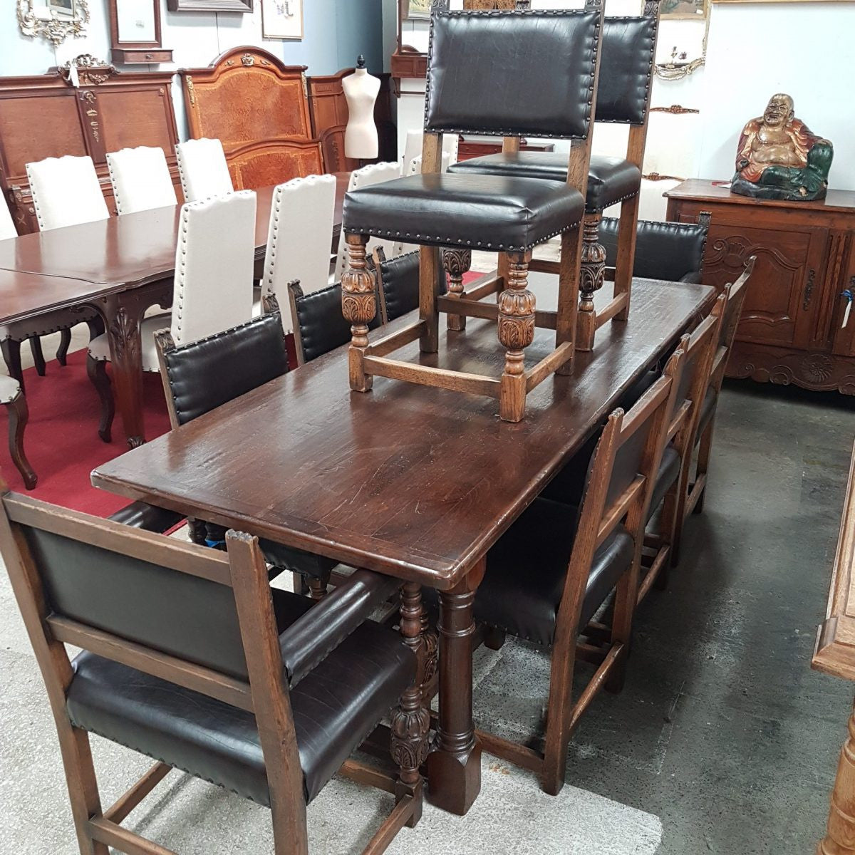 Set Of Ten Tudor Style Dining Chairs